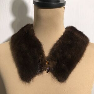 Vintage Fur Shawl Collar Wrap Brown Formal Accessory 26"